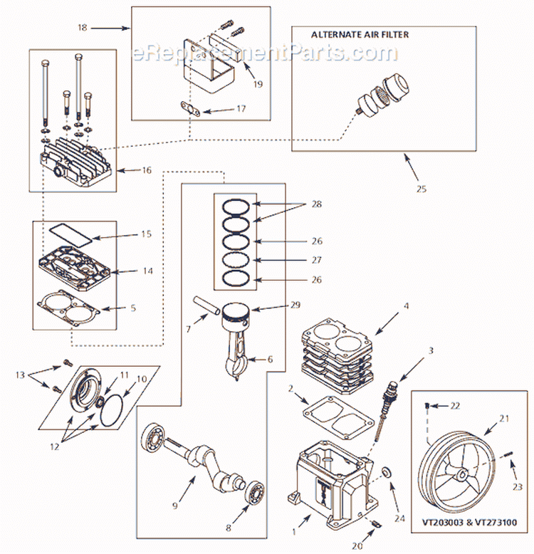 Page B Diagram and Parts List for VT559505 2005 Campbell Hausfeld Compressor